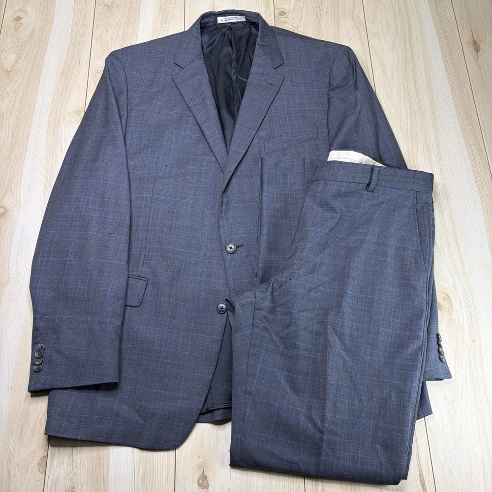 Joseph Abboud Emernegildo Zegna Wool Plaid Windowpane Mens 44R 36x33
